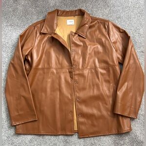 Ci Sono Men’s Tan Leather Shirt Jacket